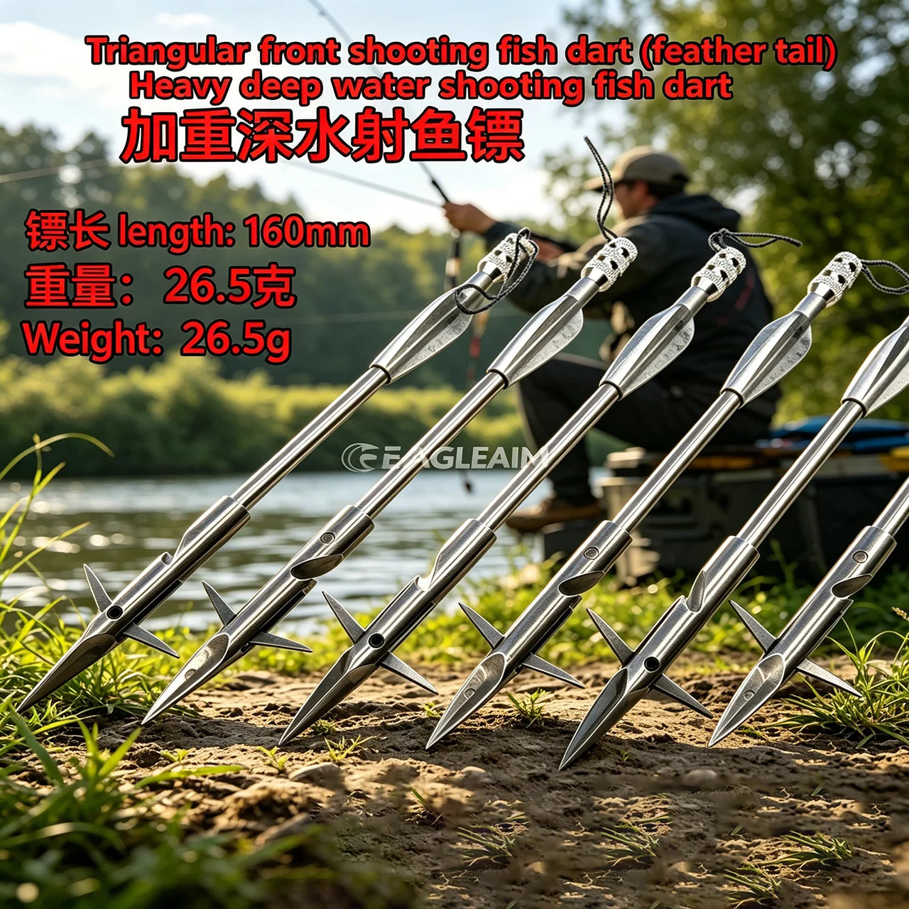 Front Facing Flying Shark Fishing Darts Slingshot Arrows-5 Pack Slingshot Fishing Reel Darts Silver Deep Water Shooting Fish Dar