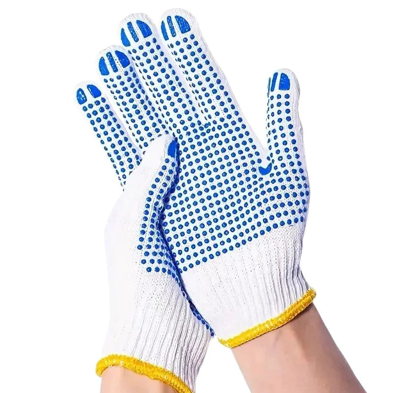 10 pairs of household gardening labor protection elastic rubber dot gloves work professional anti-slip wear-resistant Mittens