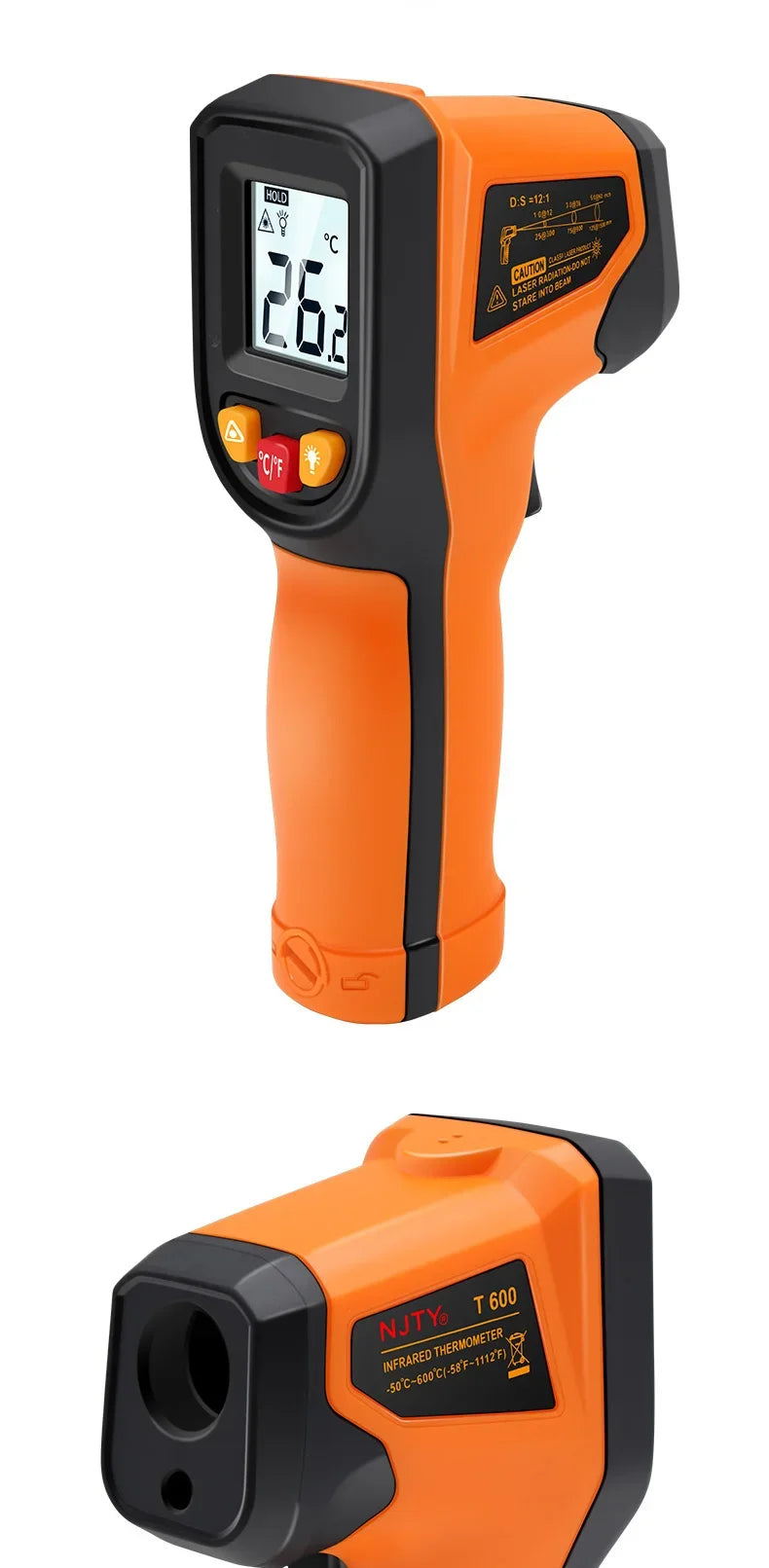 T400 T600 Digital Infrared Thermometer Laser Pyrometer Gun Non-Contact Temperature Measurement Tool -50 to 600℃