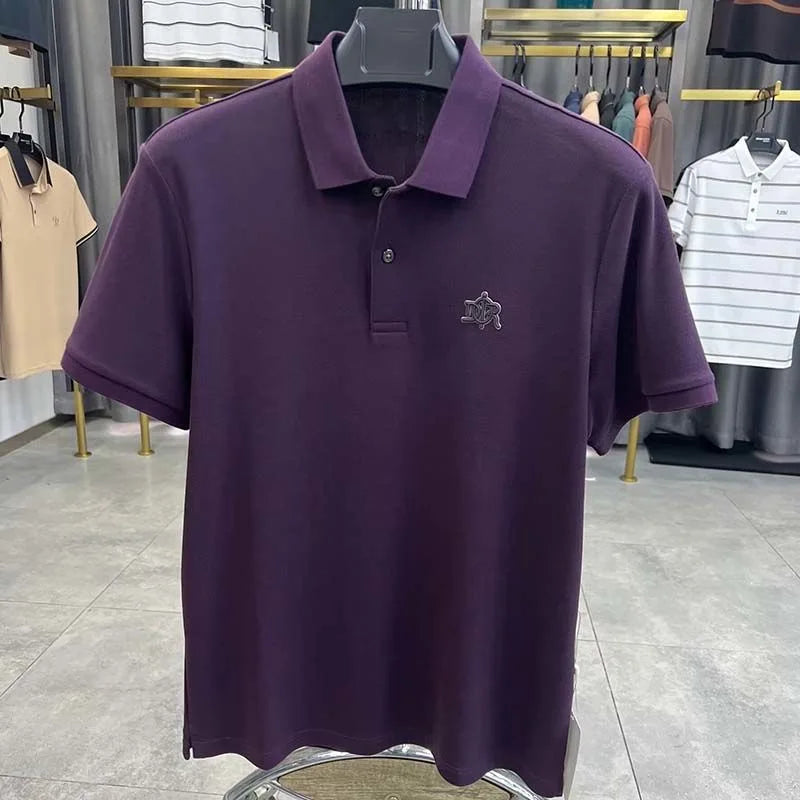100% pure cotton men's short sleeved polo shirt summer fashion casual top comfortable and breathable high-quality lapel T-shirt