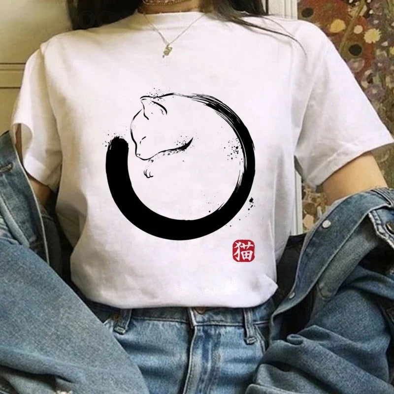 Japanese Anime T Shirts Women T-shirts Harajuku Ullzang T-shirt Cartoon Aesthetic Vintage Shirts for girls 90s Top Tees