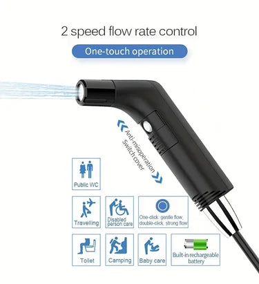 A Very Useful Portable Electric Bidet Sprayer with 2-Level Pressure Adjustment, Handheld Sprayer for Personal Hygiene - Rechargeable, with a Water Tank - Ideal for Travel, Camping, and Daily Use