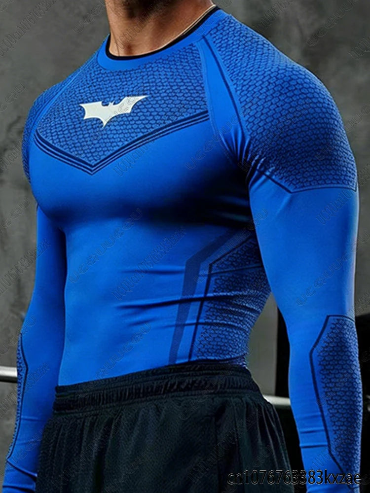 DC Batman Print Men's Sports Running Fitness Top Summer Breathable Quick Drying Long/Short Sleeve Classic Gym Tees Man Tops