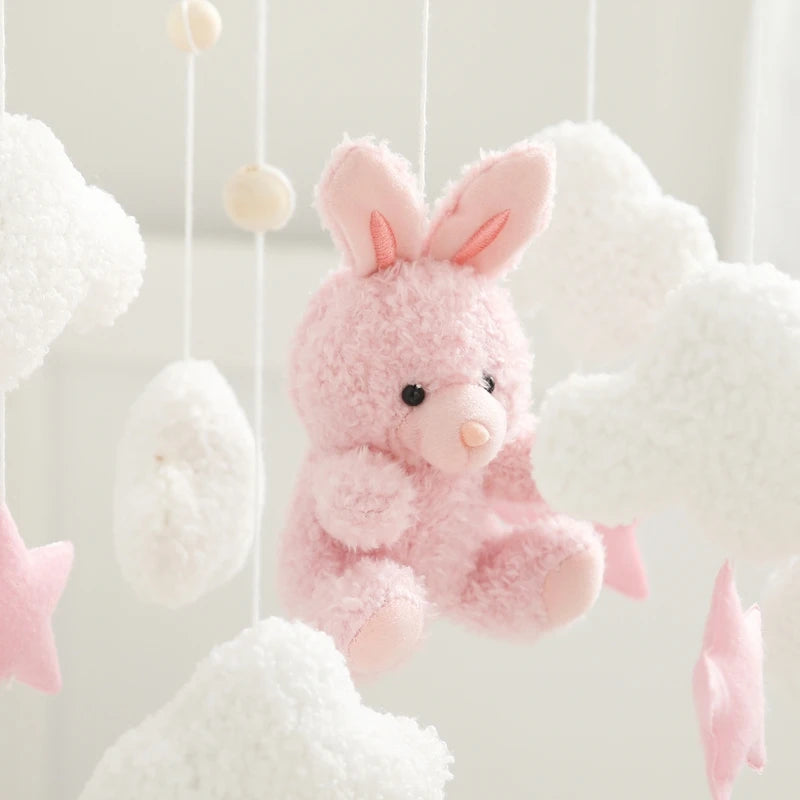 Baby Wooden Bed Bell Mobile Hanging Toy 0-12 Month Baby Crib Mobile Lambhair Bear Bunny Doll Toy Bed Holder Bracket Kid Gift