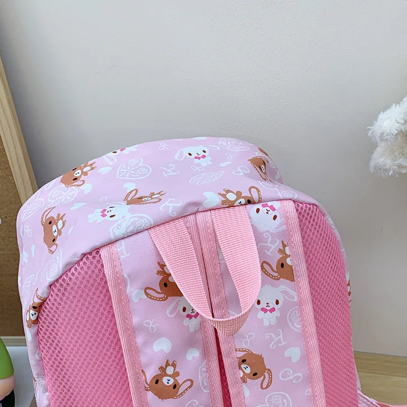 Cute Sugarbunnies Schoolbag Large Capacity Student Backpack Girl Heart Sweet Travel Portable Backpack Girl Holiday Best Gift