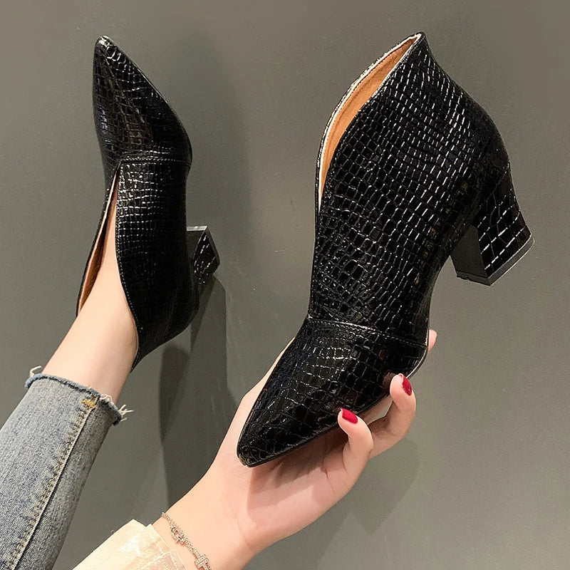 Women Boots High-heeled Shoes 2024 Spring Autumn New Fashion Pointed Thick High Heels Boots Women Shoes Comfortable Temperament