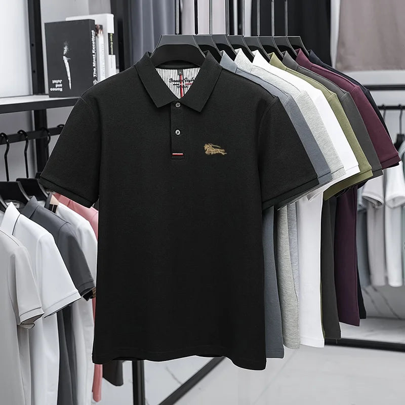 100% Pure Cotton Men's New Polo T-shirt Comfortable Breathable Cool Business Leisure Multi-scene Short Sleeve High-end Embroider