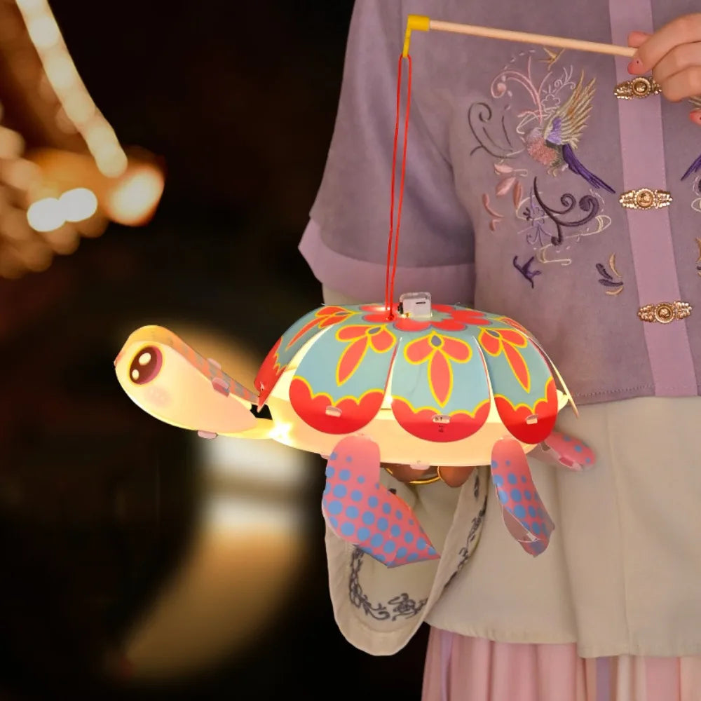Cartoon Middle Autumn Festival Lantern LED Light Cute Festival Lantern Material Kits Luminous DIY Craft Hanging Lamps