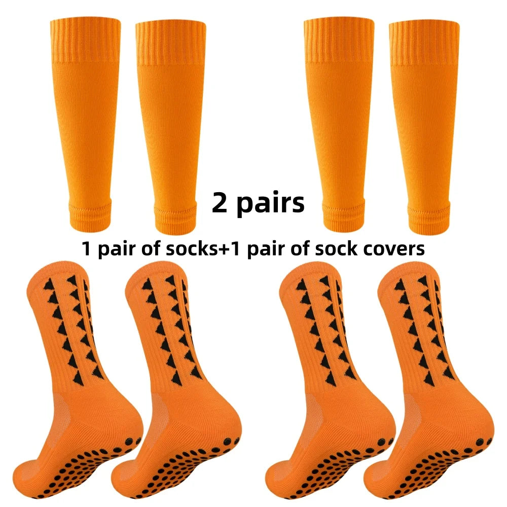 2 pairs of football socks men's leg protection socks anti slip basketball football running fitness socks leg protection socks