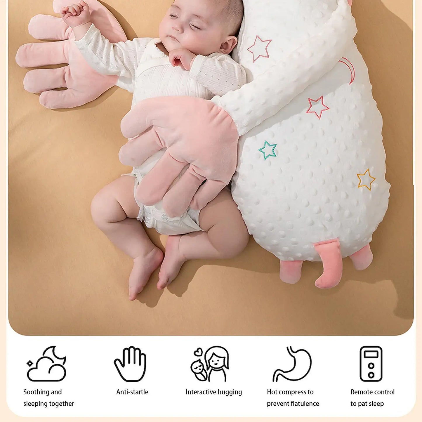 Baby Sleeping Patting  Palm with Soothing Palm Remote Control Adjustable Electric Baby Hand Pillow Soothing Palm Patting