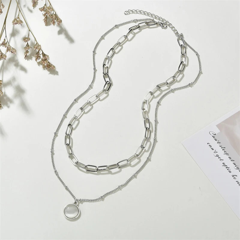 Classic Pendant Necklace for Women Micro Zircon Turkish Lucky Evil Eyes Palm Cross Pearl Multilayer Metal Chain Choker Jewelry