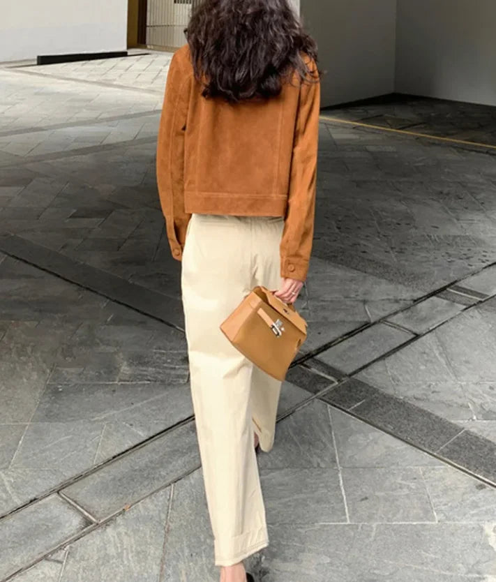 Casual Quality Leather Jacket For Women 2025 Spring Cashmere Suede Leather Coat Female Slimming Versatile Jaqueta Streetwear