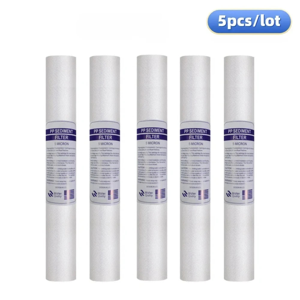 5pcs 20" Water Purifier 20 Inch 5 Micron Sediment Water Filter Cartridge Pp Cotton Filter Water Filter System