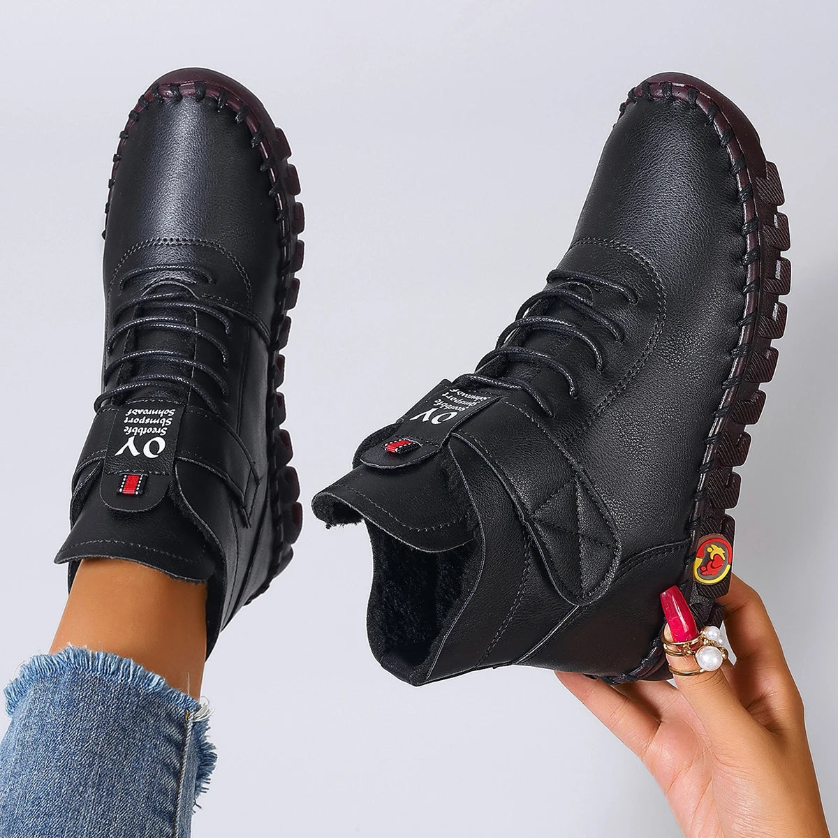 Women Boots 2025 New Comfortable Flat Ankle Boots Luxury Casual Thickened Warm Mom Shoes Fashion Handmade Cotton Shoes Women