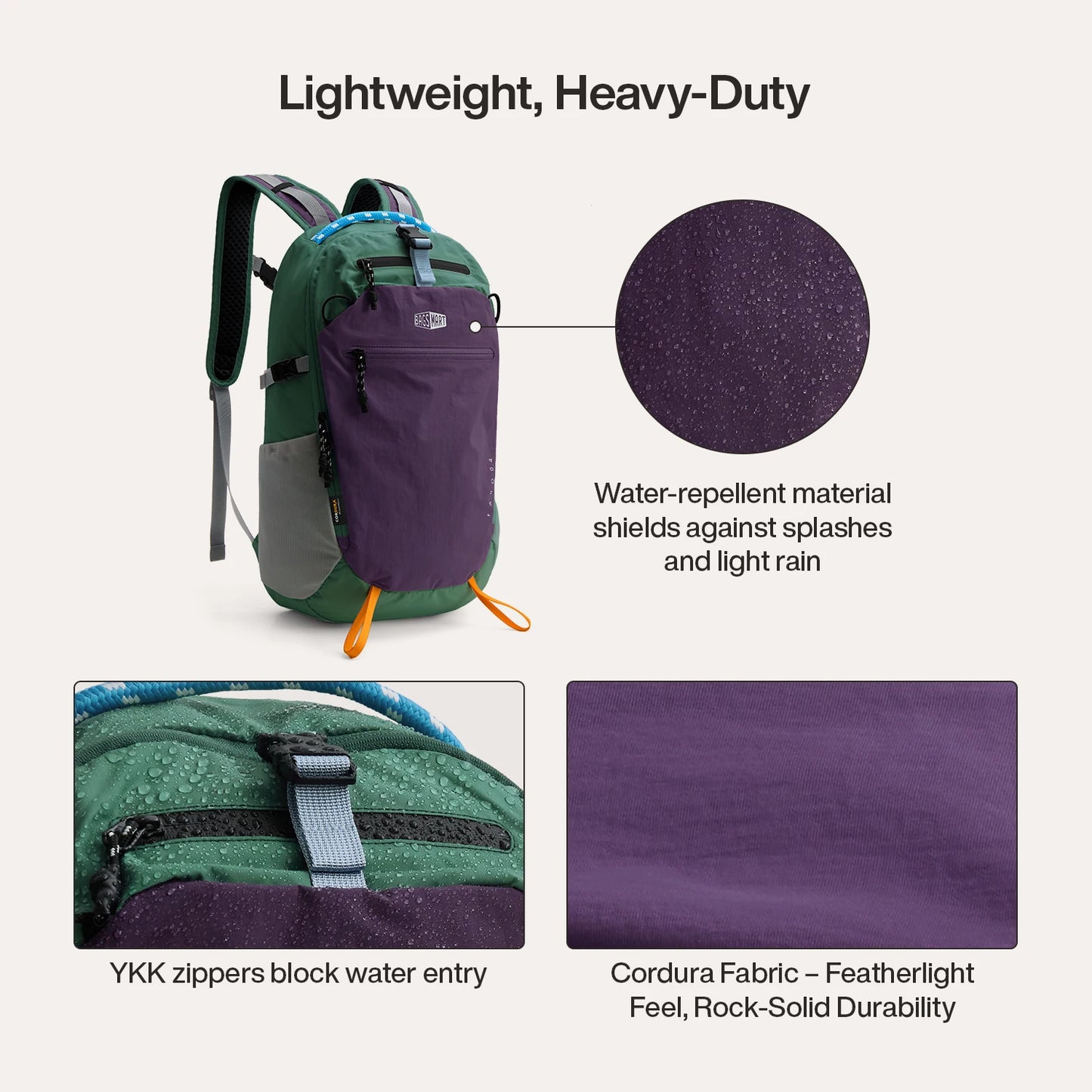 BAGSMART School Backpack for Women Nylon Waterproof School Bags Fits 14 Inch Laptop Lightweight Durable Travel Commute Hiking