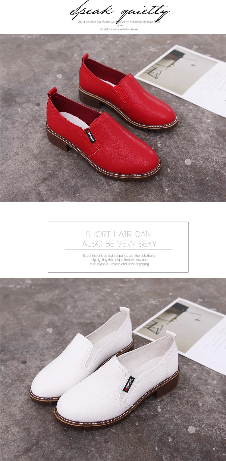 Summer Footwear for Woman Flat Solid Color Oxford Shoes Soft Leather Sneakers Low Medium Pumps Slip on Loafers Shoes for Women