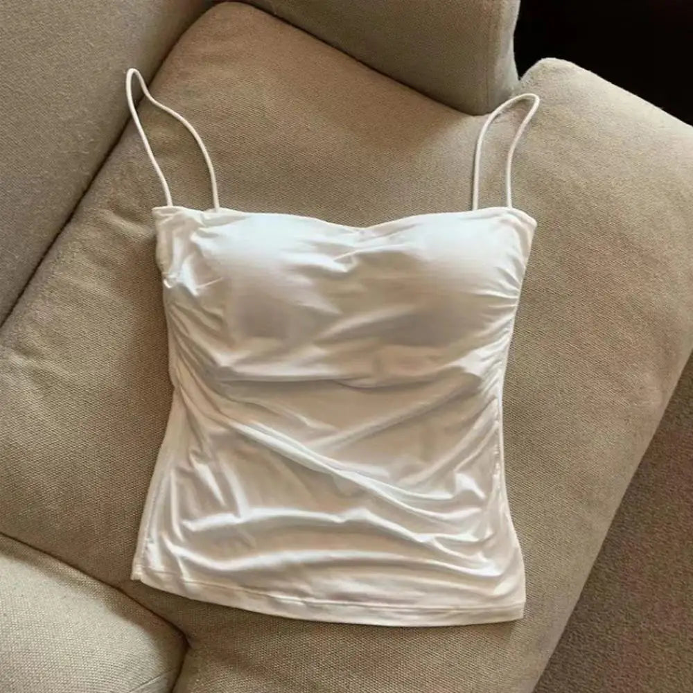 Summer Women Tank Tops Solid Color Camisole with padded Bra sexy Off Shoulder O Neck Elastic Tank Top Casual Sport Vest