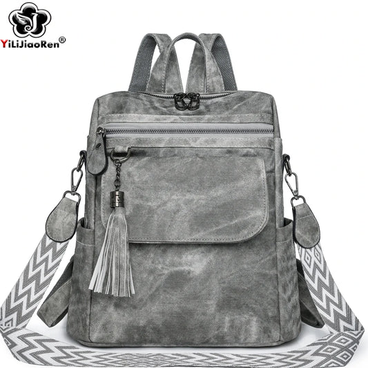 Ladies Daypacks Fashion Backpacks Women Big Travel Bagpack Large School Bags for Girls Solid Color Leather Rucksacks Female