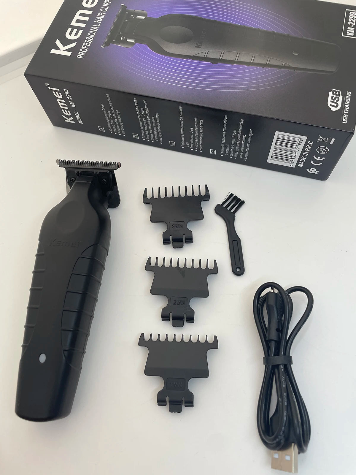 Kemei 2299 Barber Cordless Hair Trimmer 0mm Zero Gapped Carving Clipper  Professional Electric Finish Cutting Machine