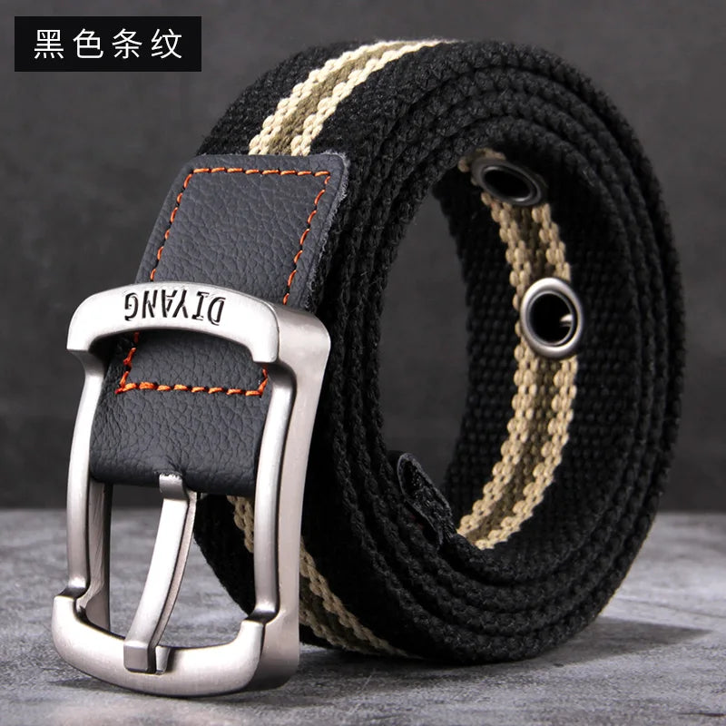 Belt, men's canvas buckle belt, casual work pants belt, young people's trend pants belt, versatile student trend fashion belt