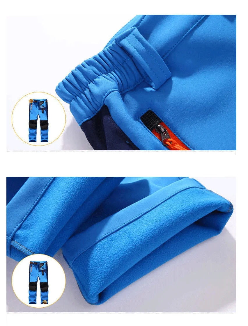 new spring windproof waterproof children outdoor kids pants boys girls soft shell pants warm teens climbing pants sweatpants