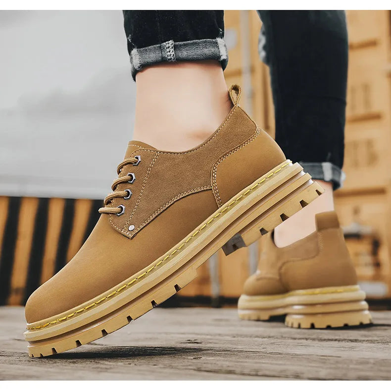 Fashion Men's Leather Shoes England Style Formal Shoes for Man Non Slip Ankle Boots Outdoor Waterproof Casual Tim Work Land Shoe
