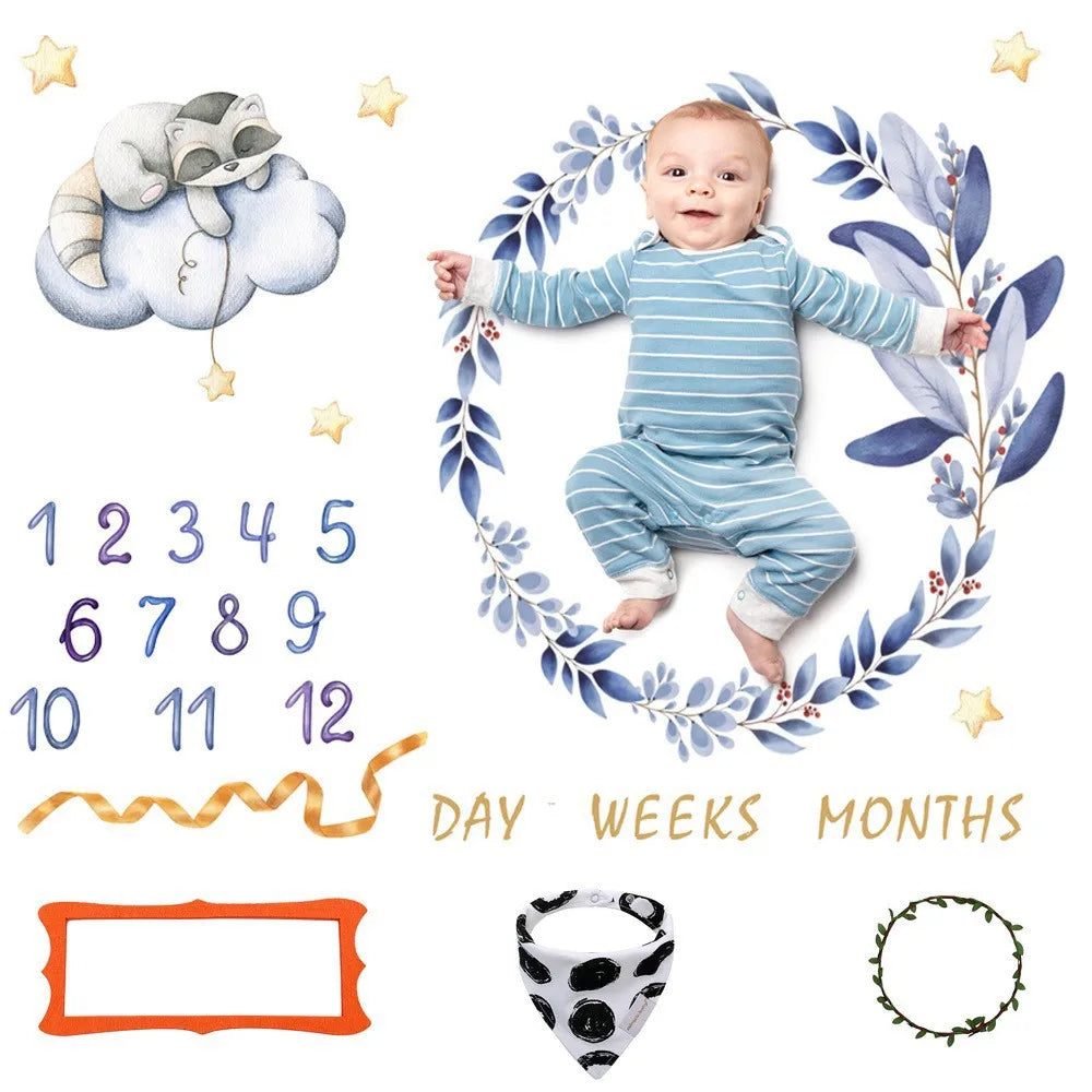 Baby Photography Mats Background Cloth Growth Commemorative Blanket Baby Milestone Flannel Blanket Newborn Photography Blanket