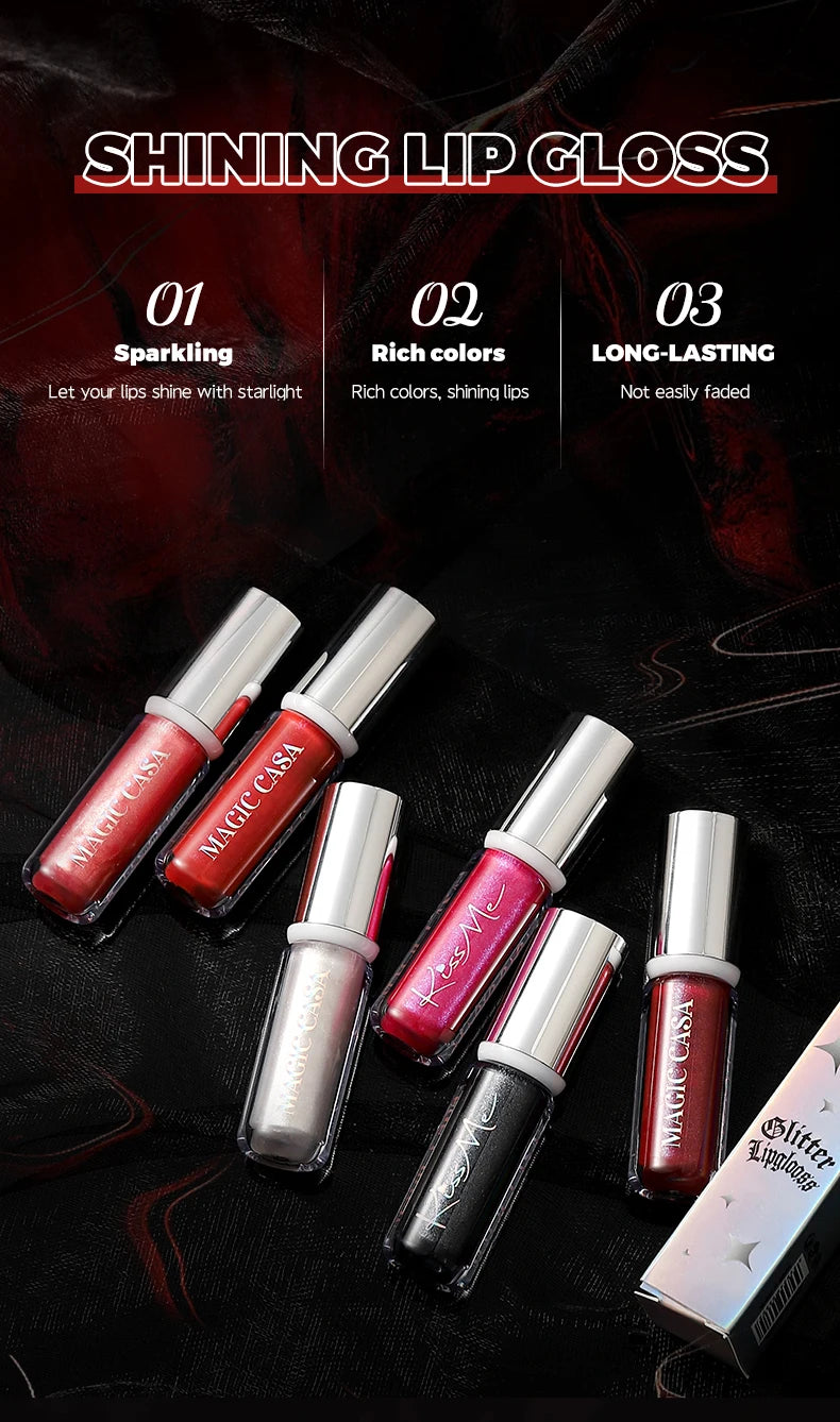 Diamond Pearlescent Vampire Lip Gloss Long Lasting Moisturizing Waterproof Non Fade Halloween Makeup Shimmer Lipstick