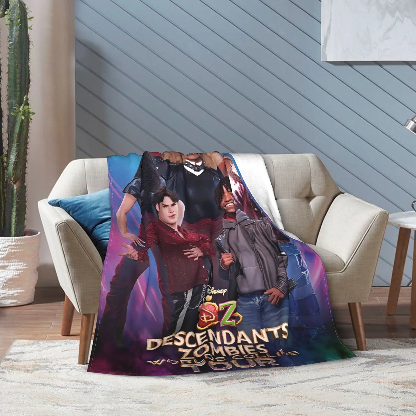 Super Soft Worlds Collide Tour Descendants Zombies Throw Blanket Premium Lightweight Bed Blanket Fuzzy Plush Blankets All Season