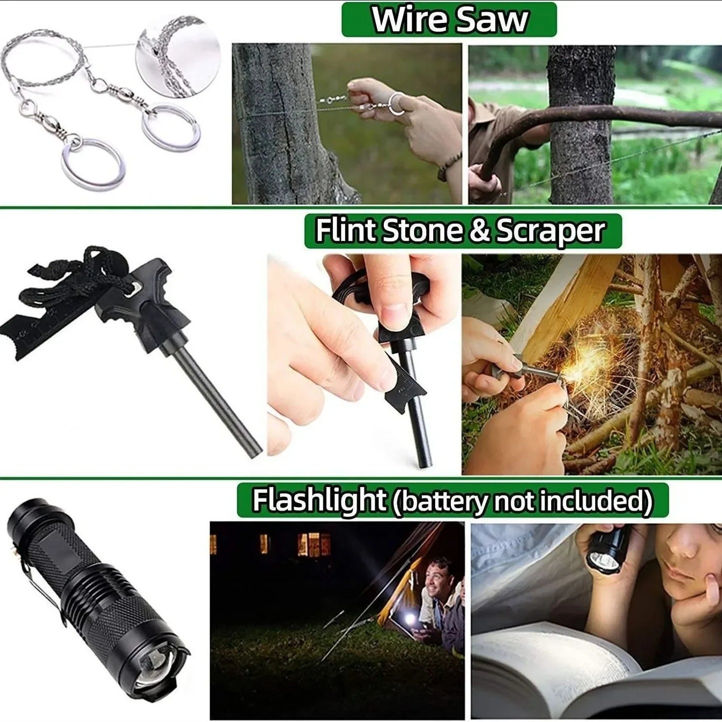 Survival Kit military Camping Multifunction Defense Equipment First Aid SOS for Wilderness Adventure With knife Thermal Blanket