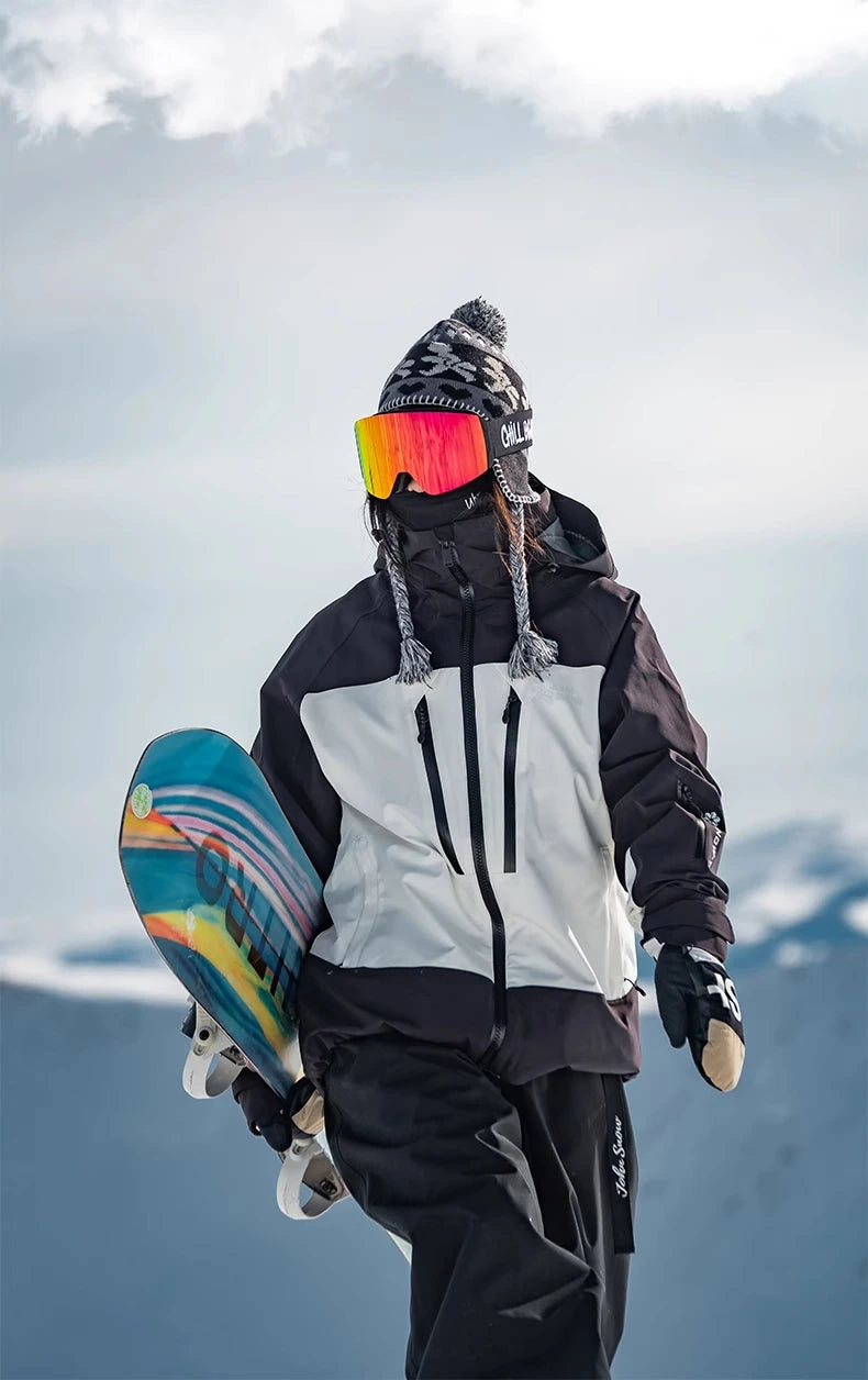 John Snow Men and Women's Winter Waterproof Warm Ski Jacket Professional Breathable Mountaineering Jacket Outdoor Snow Coat