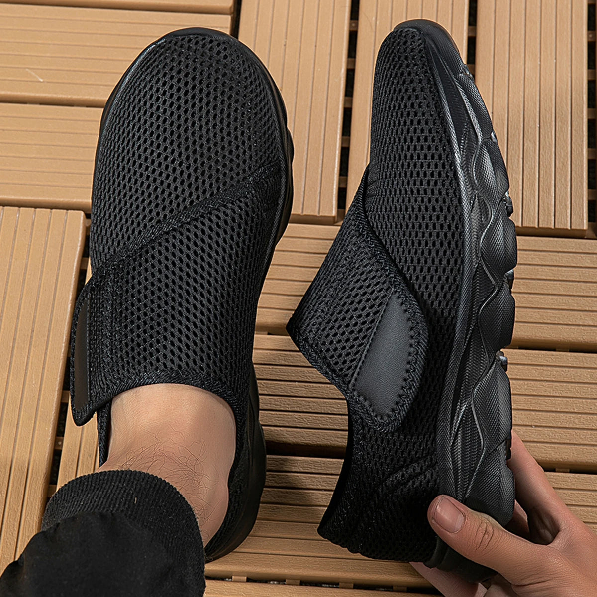Wide Feet Breathable Mesh Slip On Walking Shoes, Extra Wide Toe Box No Squeeze Toes, Lightweight Soft Sole Casual Lazy Sneakers