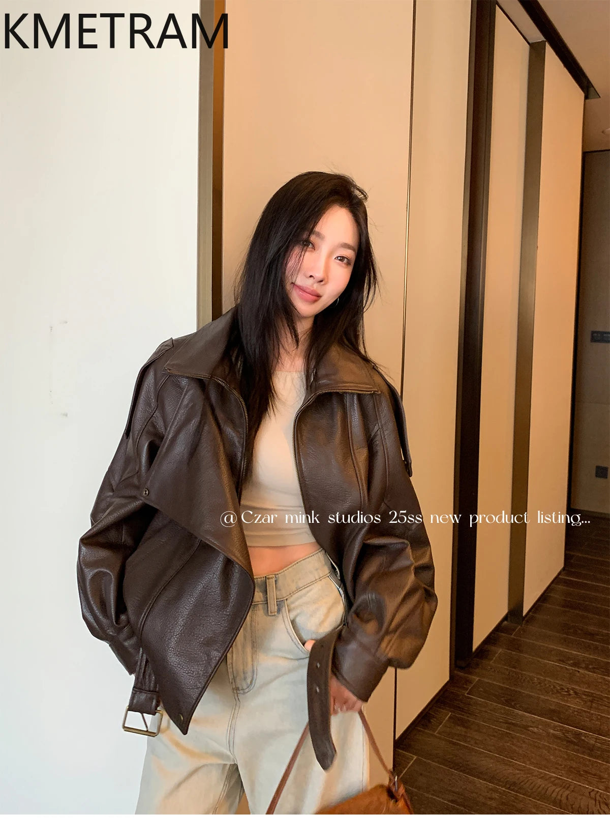 100% Real Sheepskin Jacket Woman Brown Biker Genuine Leather Jackets High Quality Outerwears Fall Clothes 2025 Women дубленка