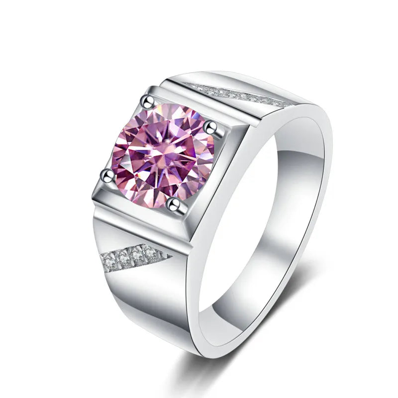 JoyceJelly Pure Silver 925 Jewelry For Men Luxury 1 Carat D Color Moissanite Ring S925 Simple Wedding Rings Platinum Plating