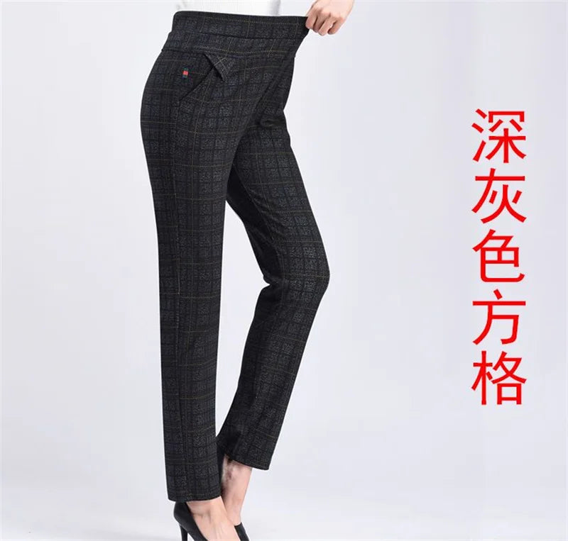 Pants Women2025Autumn Winter New Fleece Thick Middle-Aged Elderly Ladies Casual Trousers Mother High Waist Straight Pants Female