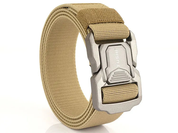 3.8cm Men's Tactical Elastic Belt Aluminum Alloy Quick Release Buckle Wear-Resistant Durable Belt for Tactical Pants Outdoor Hik