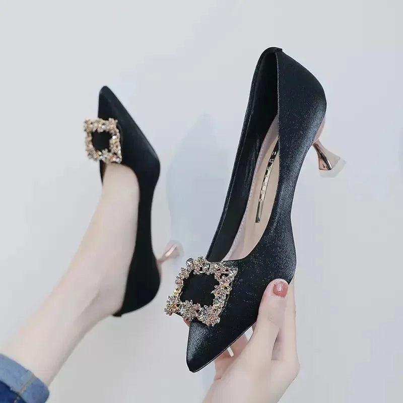 sapatos femininas women cute light purple spring & summer comfort stiletto heel shoes lady sexy elegant black footwear a427