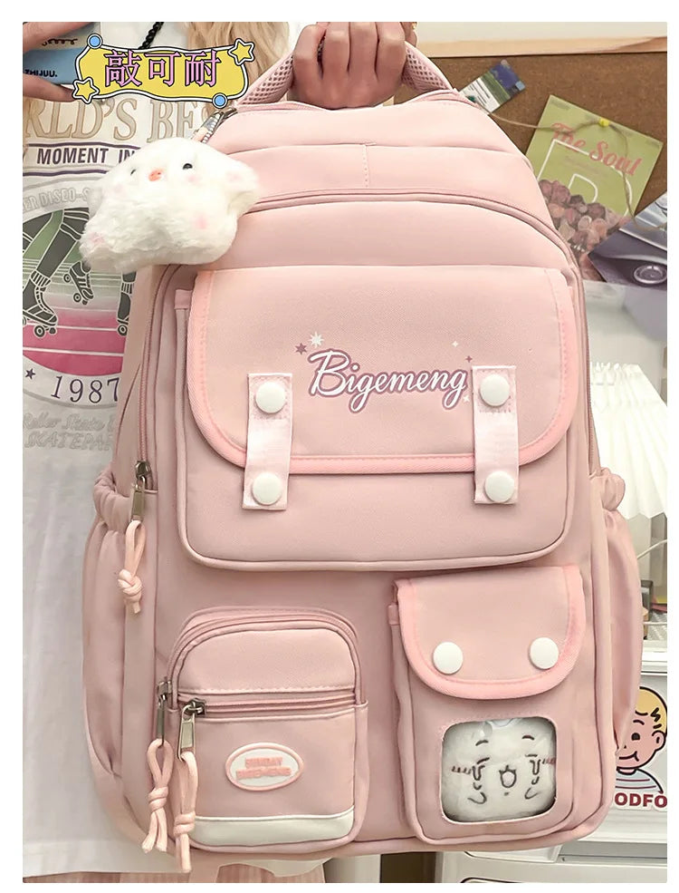 2025 cute student Backpack schoolbag For High School And Primary School Student Campus Versatile Backpack with doll