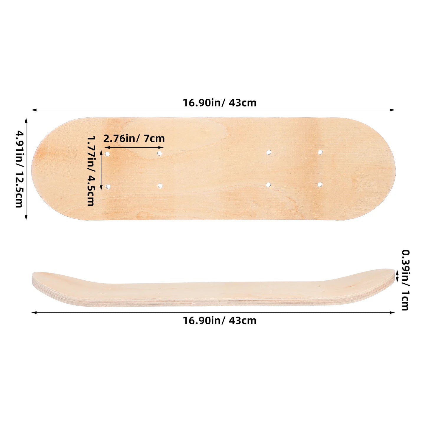 Blank Wood Skateboard Deck DIY Unpainted Board for Teens Adults Custom Design Strong and Sturdy Riding Experience for Families