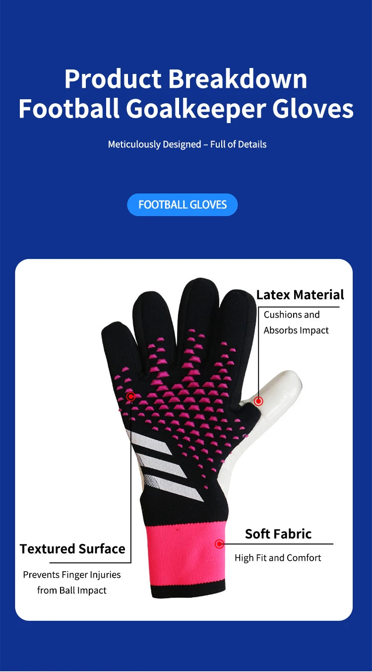 Football Goalkeeper Gloves Thickened Latex Anti-Slip Abrasion Resistant Finger Protection for Children Adult Soccer Sport Gloves