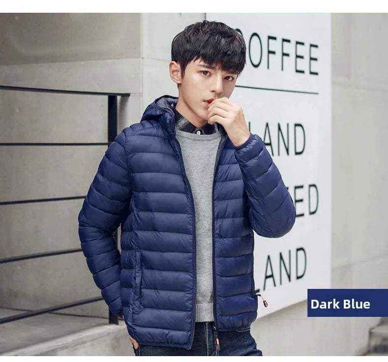 Men's Lightweight down Cotton Jaet ort Sle Casual Hooded Coat Haome Cotton Outerwear Winter New Arrival