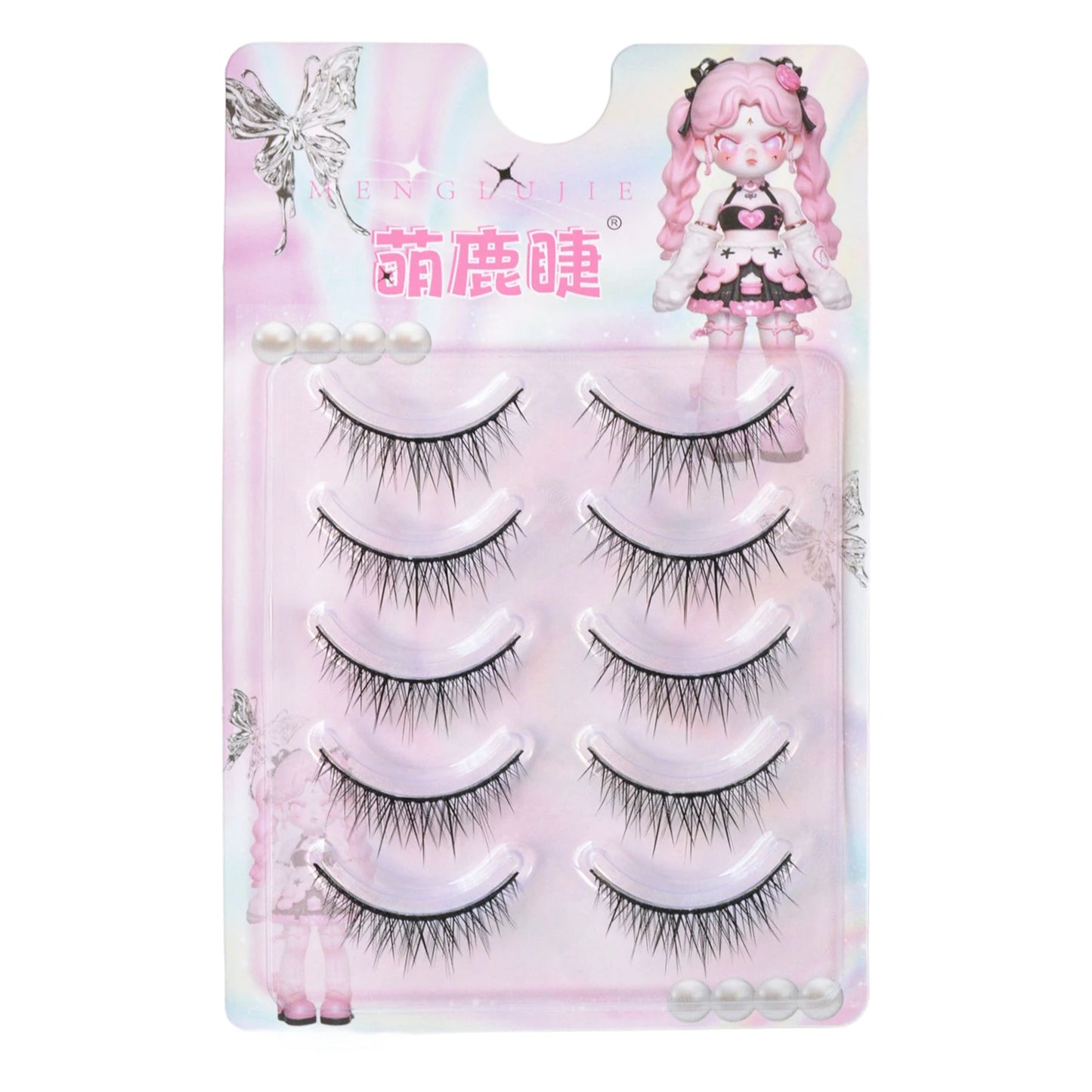 Strips False Eyelashes Full Strip Hard Stem Baby Straight Fish Tail fake eyelash Natural lashes for Double Eyelid Cosplay
