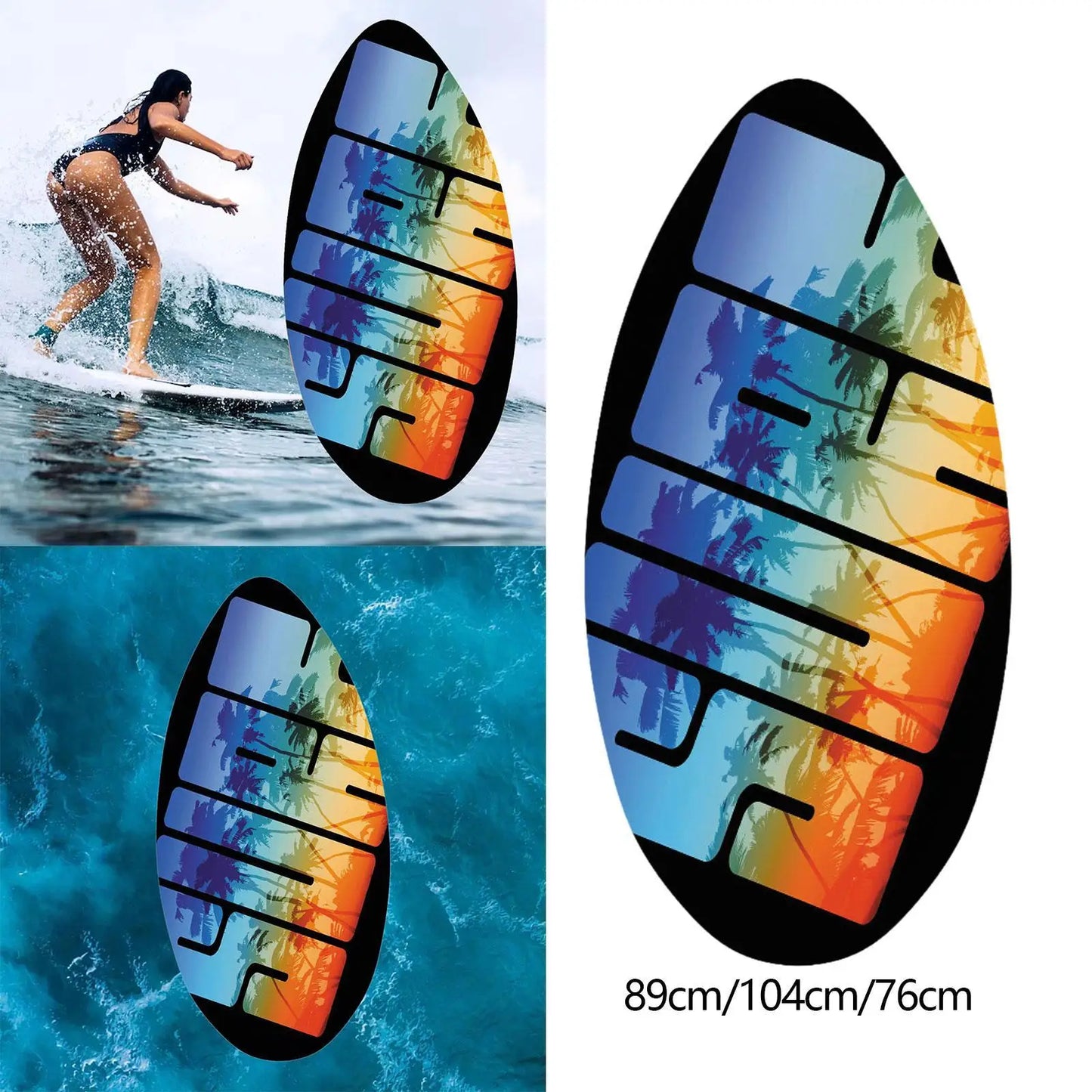 Skimboard for Beach Lightweight Durability Wooden Water Surfboard Wood Body Board for Beginners Teenagers All Skimming Kids