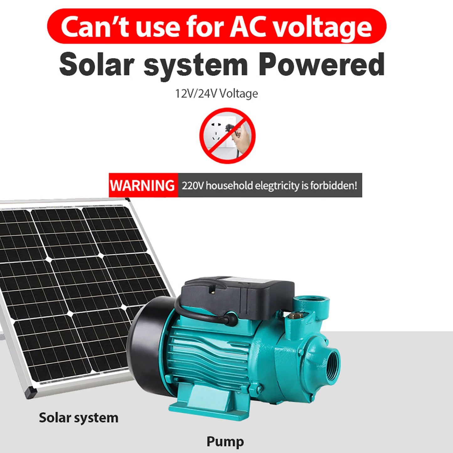 Solar  Pump Solar   Pump 200W 3200RPM 35LPM Large  25m High Lift  Self Priming Pump  Self Priming Pump