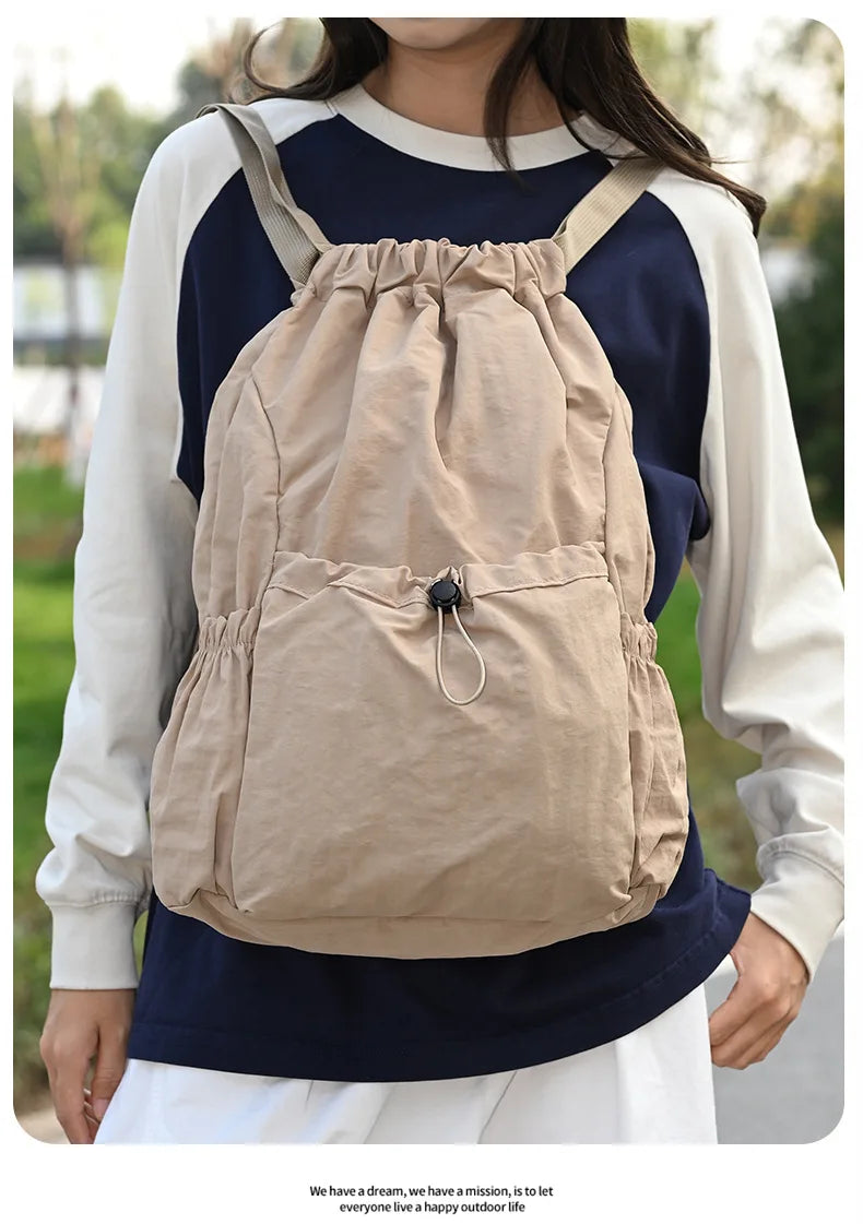 Fashionable Lightweight Drawstring Backpack: Large-Capacity Waterproof Sports Bag for School, Books, Outdoor Activities, Travel