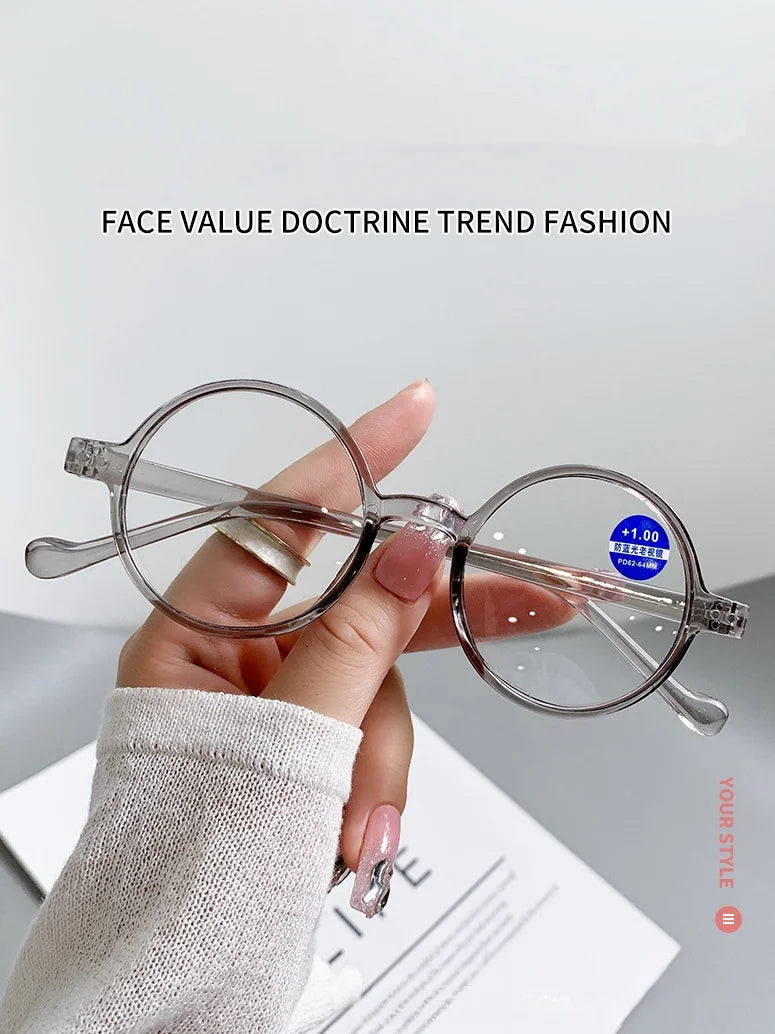 Trendy Round Small-Frame Reading Glasses for Men and Women, Middle-Aged and Elderly People, for Reading Books and Newspapers