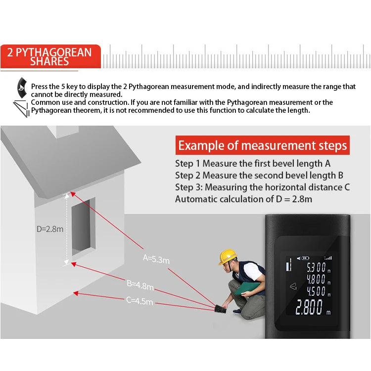 40M Laser Distance Meter Portable Rangefinder USB Charging Laser Trena Measure Tools Digital Rangefinder With Angle Measure