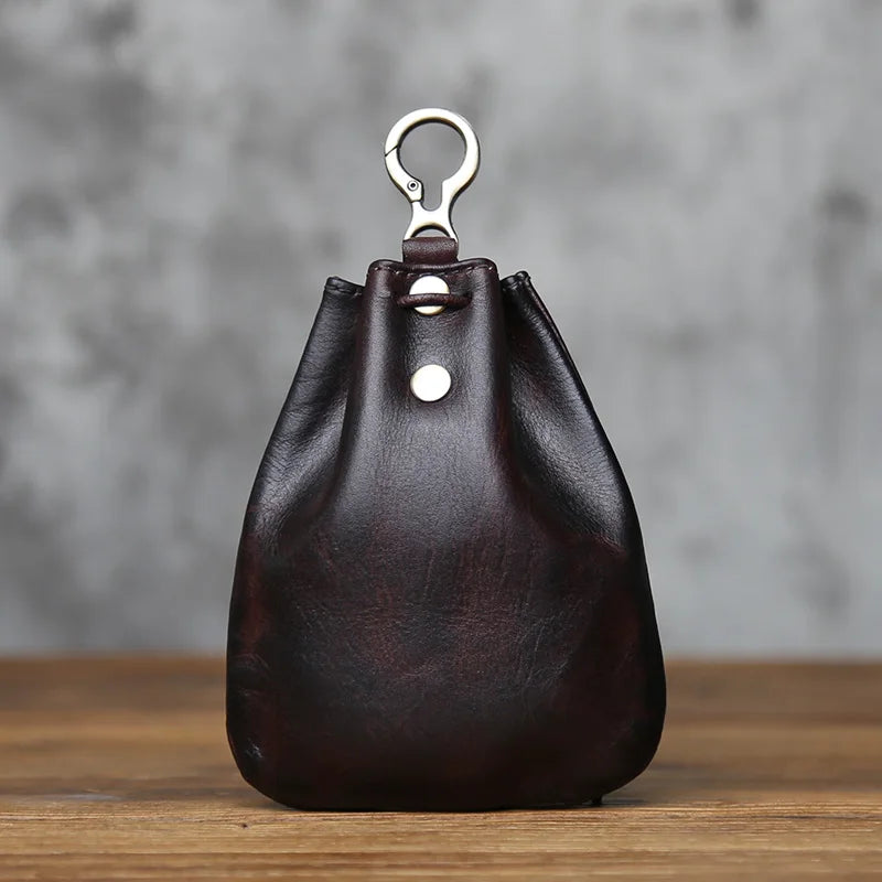 Genuine Leather Key Bag  First-layer Cowhide Coin Purse Simple Waist Bag Creative Lucky Bag Card Bag