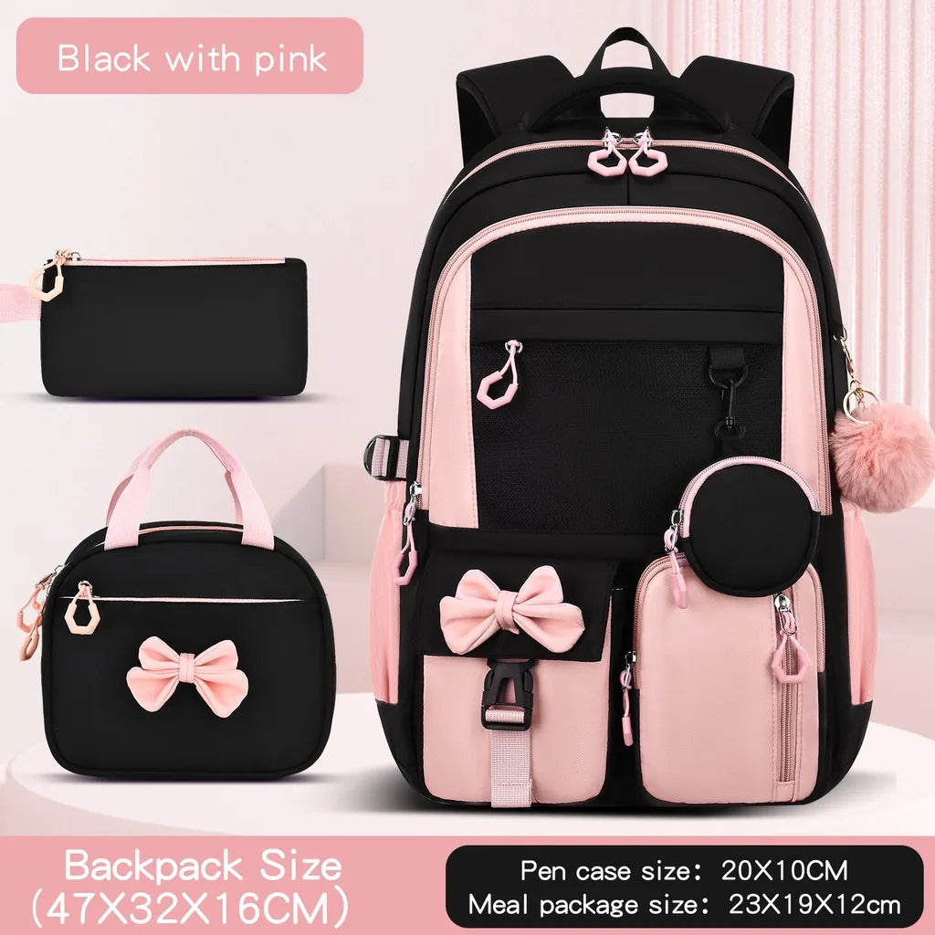 School Bags Ergonomic 3 Piece School Bag Set Pencil Pouch Large Capacity School Backpack For Campus Study After-School Short