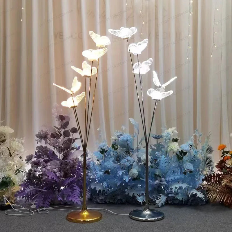 New Wedding Props, Road Lead Wrought Iron Butterflies and Birds, on-site Arrangement, Luminous Floor Lights, Decoration Hotel